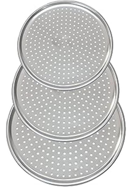 Paslanmaz Çelik Pizza Tepsisi,delikli Lahmacun ve Pizza Tavası,fırın Tepisisi (36 Cm)