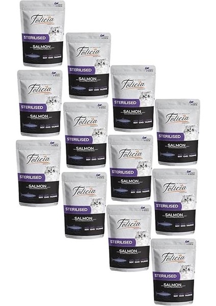 Tahılsız Sterilised Salmon Pouch Kedi Maması (12 x 85GR)