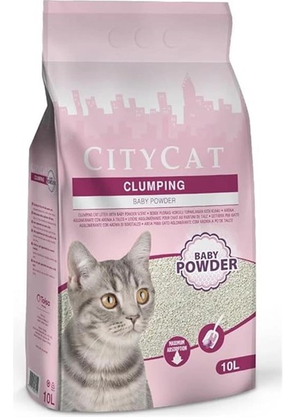 City Cat Bebek Pudrası Kokulu Topaklanan Kedi Kumu 10L