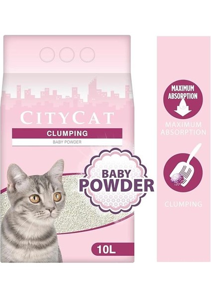 City Cat Bebek Pudrası Kokulu Topaklanan Kedi Kumu 10L modelleri