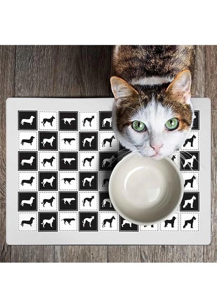 Mama ve Su Evcil Hayvan Beslenme Matı, Kolay Temizlenen Emici Su Geçirmez Kumaş, Küçük Orta