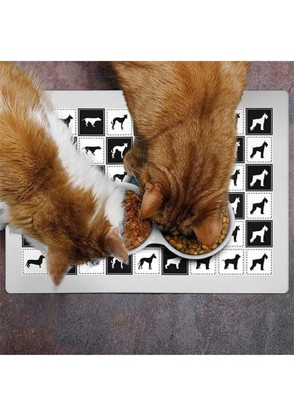 Mama ve Su Evcil Hayvan Beslenme Matı, Kolay Temizlenen Emici Su Geçirmez Kumaş, Küçük Orta