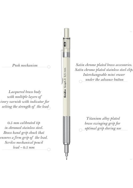 Office Graphx Mekanik Kurşun Kalem Beyaz 0.5 mm indirimleri