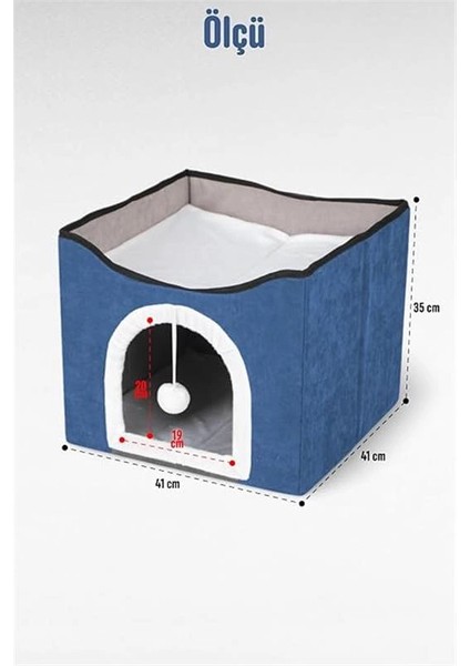 Sevimli Katlanır Taşınabilir Çok Fonksiyonlu Kapalı Kedi Evi Yatağı Kahverengi
