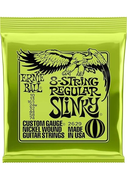Normal Slinky 8 Telli Nikel Yara Elektro Gitar Telleri, Ölçü 10-74