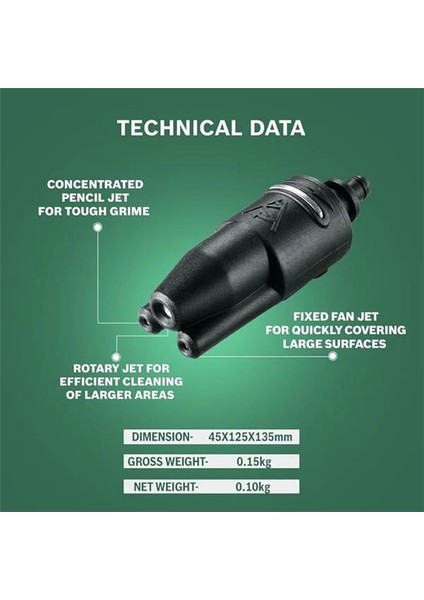 Home And Garden Yüksek Basınçlı Yıkama Makineleri ile Uyumlu 3'ü Bir Arada Nozül, Siyah indirimleri