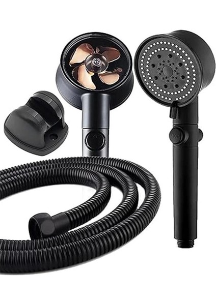 Siyah Turbo Fan 5 Fonksiyonlu Duş Seti