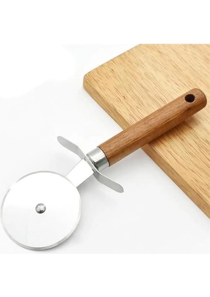 Paslanmaz Çelik Ahşap Saplı Pizza Dilimleyici, Yuvarlak Pizza Kesici Bıçak, Hamur ve Waffle fiyatları