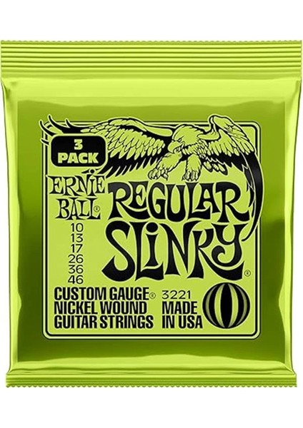 Normal Slinky Nickel Wound Elektro Gitar Telleri 3'lü Paket - Ölçü 10-46 modelleri