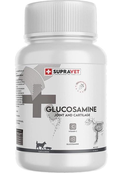 Glucosamine Kedi ve Köpek Eklem Sağlığı Güçlendirici Glukozamin Tablet + Vitamin C 75