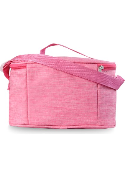 Isı Yalıtımlı Pembe Beslenme Çantası – Ayarlanabilir Omuz Askılı, Dayanıklı Kumaş, Yerli Üretim, 13x24x14 cm