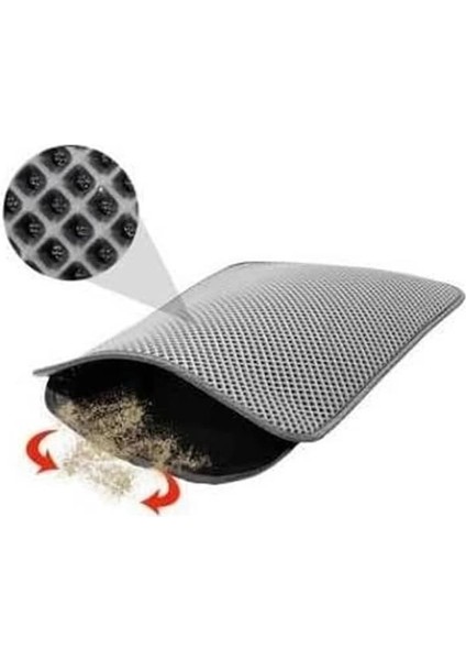 Elekli Kedi Tuvalet Önü Paspası Kedi Paspası Siyah 60X42 cm