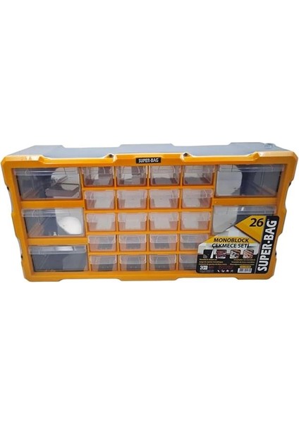 Süper Bag Mono Blok Çekmece Seti 26'li Hobby Organizer Seti Monoblok Çekmece Vida Dübel Kutusu Takı modelleri
