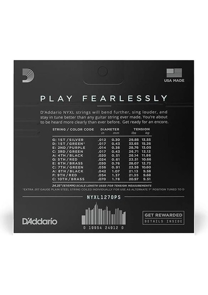 D'addario Premium Saiten Pedal Steel | Höchste Qualıtät Der Belıebtesten Saıtenmarke | NYXL1270P | fiyatları