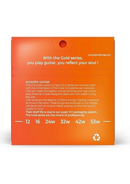 Strings Gold Series Gag L Pb Light Takım Tel - Yeni Seri Akustik Gitar Teli 012-053