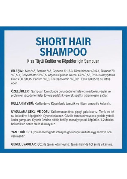 Short Hair Kedi ve Köpekler Için Okyanus Kokulu Kısa Tüylü Şampuan 400 ml