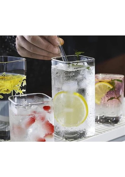 6 Adet Dikdörtgen Isıya Dayanıklı Borosilikat Trend Meşrubat Bardağı 350 ml Kare indirimleri