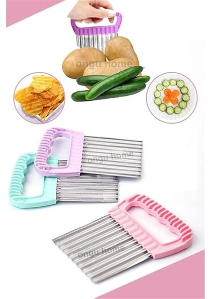 Safestore 2'li Cips Patates Doğrayıcı Şekilli Kesici Çelik Patates Meyve ve Sebze Doğrama Bıçağı