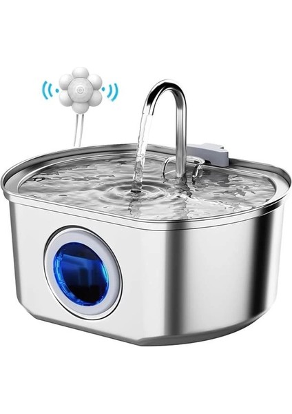 Su Seviyesi Göstergeli Sensörlü 3.2 L Paslanmaz Çelik Kedi Köpek Için Otomatik Su Pınarı Su