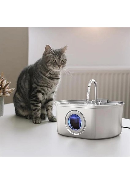 Su Seviyesi Göstergeli Sensörlü 3.2 L Paslanmaz Çelik Kedi Köpek Için Otomatik Su Pınarı Su modelleri