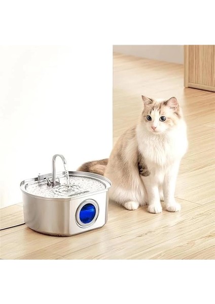 Su Seviyesi Göstergeli Sensörlü 3.2 L Paslanmaz Çelik Kedi Köpek Için Otomatik Su Pınarı Su fırsatları