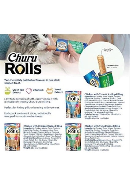Churu Rolls Kedi Ödül Kurabiyeleri,%88 Nemli, Sağlıklı Atıştırmalıklar, Tavuklu Doğal indirimleri