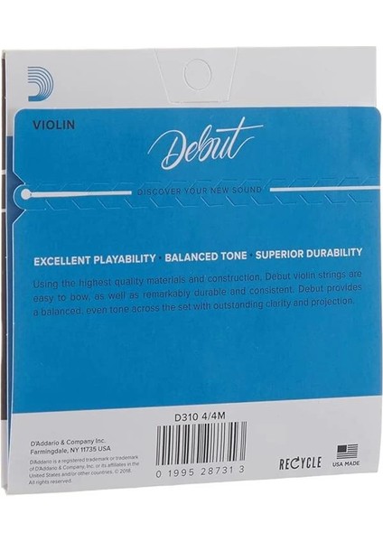 D'addario D310 Debut Takım 4/4 Keman Teli (Medium) fiyatları