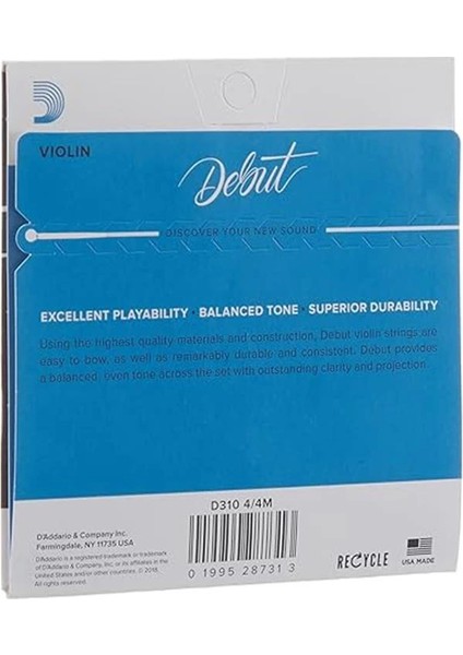 D'addario D310 Debut Takım 4/4 Keman Teli (Medium)