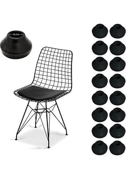 Tel Sandalye Masa Sehpa Ayak Pabucu 16 Adet (Çap 10MM)