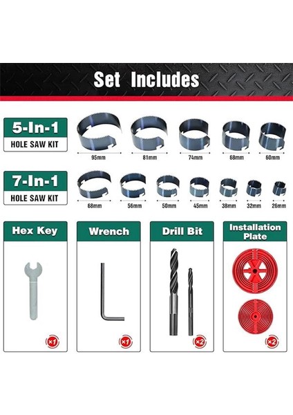 Delik Testeresi Seti Kutu Matkabı 7 Testere Çelengi ve 5 fiyatları