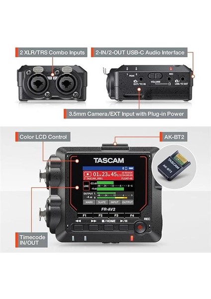 Tascam Fr-Av2 Kompakt 32 Bit Float Saha Kaydedici ve Mikserli Zaman Kodu Jeneratörü modelleri