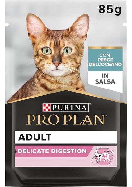 Purina Delicate Digestion Sos Içinde Okyanus Balıklı Yetişkin Kedi Maması 85GR Pouch x 26