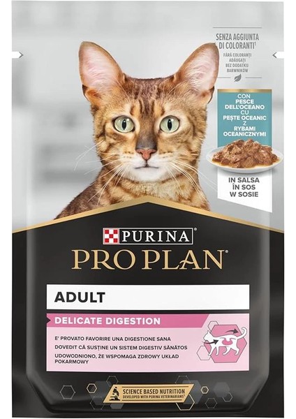 Purina Delicate Digestion Sos Içinde Okyanus Balıklı Yetişkin Kedi Maması 85GR Pouch x 26 fiyatları