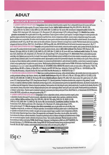 Purina Delicate Digestion Sos Içinde Okyanus Balıklı Yetişkin Kedi Maması 85GR Pouch x 26 modelleri