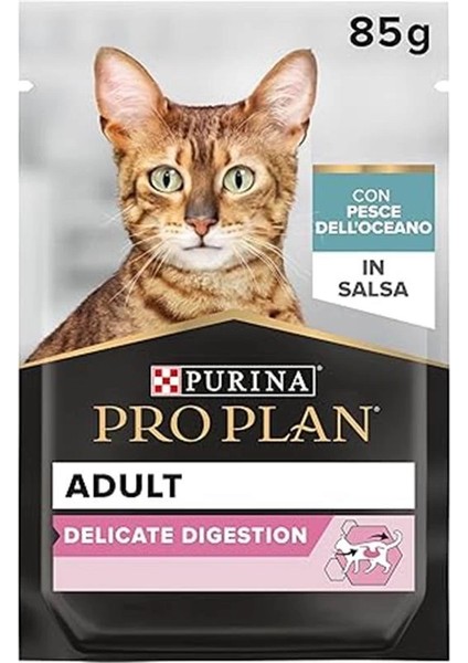 Purina Delicate Digestion Sos Içinde Okyanus Balıklı Yetişkin Kedi Maması 85GR Pouch x 26