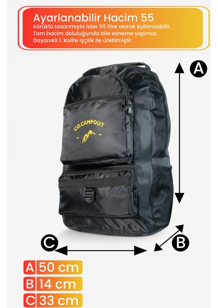 Co.campout Orijinal Körüksüz Ortopedik Konfor Modeli Çok Gözlü Gezi Seyahat Yürüyüş Dağcı Kamp Spor Sırt Çantası