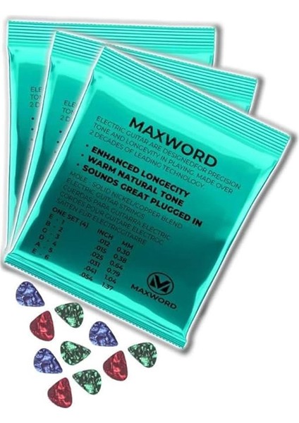 Gt-Electric-3x Kaliteli Elektro Gitar Teli 3 Takım Set (10 Pena Hediye) fiyatları