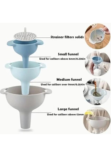 4 Parça Süzgeçli Sıvı Aktarma Aparatı Sıvı Yağ Baharat Bakliyat Doldurma Aktarma