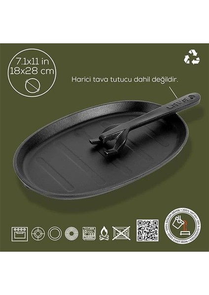 Döküm Oval Fajita Tabağı Ölçü 18X28CM. (Harici Tava Tutucu Dahil Değildir.) fiyatları