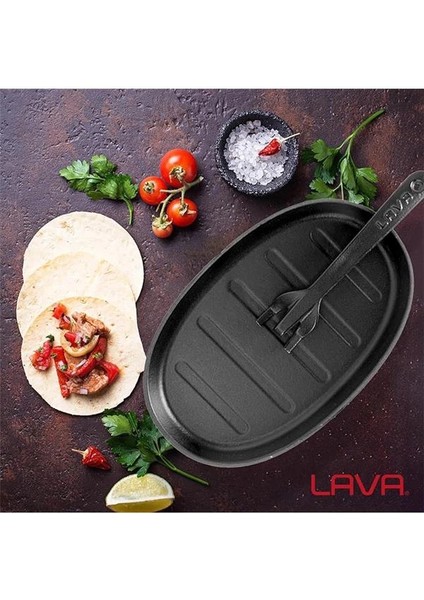 Döküm Oval Fajita Tabağı Ölçü 18X28CM. (Harici Tava Tutucu Dahil Değildir.) indirimleri