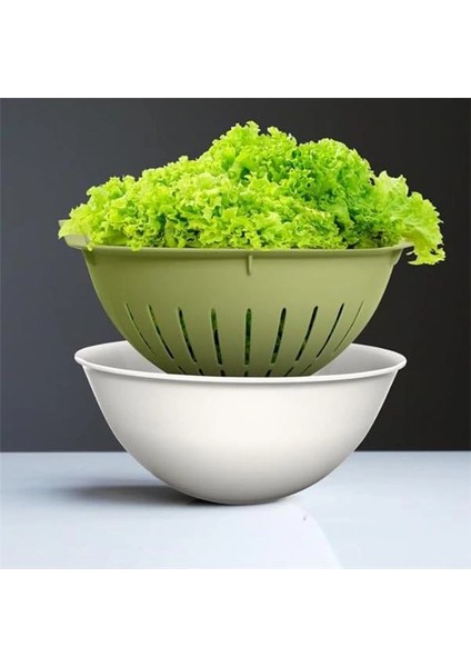 3l Kaseli Süzgeç – Yeşillik, Sebze ve Meyve Yıkamak Için Pratik Badyalı Süzgeç – Çok