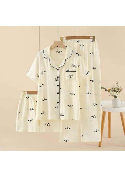 Organik Pamuk Müslin Kumaş Pijama Takımı (3'lü)