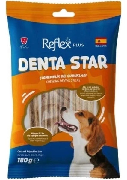 Plus Dentastar Çiğneme Diş Çubukları Orta Irk Yetişkin Köpek Ödülü 180 gr