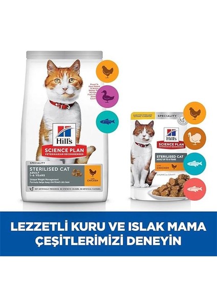 Science Plan Kısırlaştırılmış Yetişkin Tavuklu Kedi Maması 1.5 kg fırsatları
