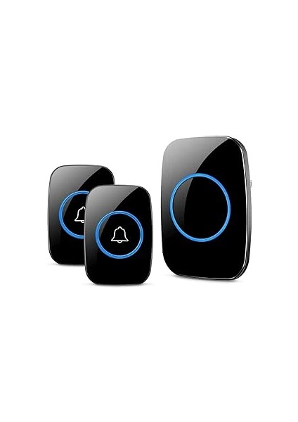 Kablosuz Kapı Zili 2 Buton 1 Alıcı LED Işıklı 300 Metre Mesafe 60 Melodi Ev Ofis Depo