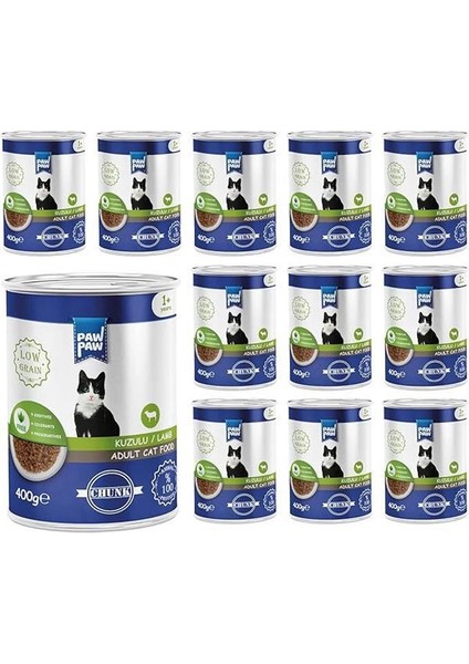 Yetişkin Kedi Kuzulu ve Jöleli Konserve Mama 400 gr x 12 Adet