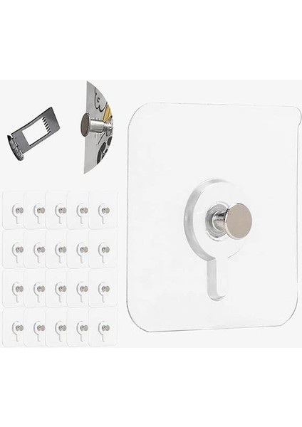 ® 10 Adet Çok Amaçlı Yapışkanlı Çivi Vida Askı Kanca Raf Tablo Saat Asma Aparatı 10MM Vidalı