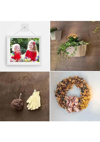 ® 10 Adet Çok Amaçlı Yapışkanlı Çivi Vida Askı Kanca Raf Tablo Saat Asma Aparatı 10MM Vidalı