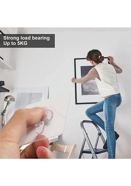 ® 10 Adet Çok Amaçlı Yapışkanlı Çivi Vida Askı Kanca Raf Tablo Saat Asma Aparatı 10MM Vidalı