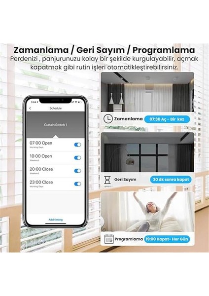 Tuya Mini Wifi Akıllı Perde Panjur Kontrol Rölesi (Tuya, Smart Life, Google Home, Alexa, Home